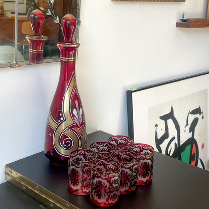 Antique Egermann Bohemian 6 Crystal Tumblers