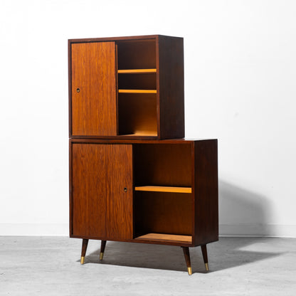 Danish Mid-Century Modern Two-Piece Teak Cabinet