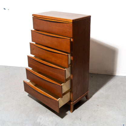 Mid-Century Modern 6-Drawer Tallboy Dresser