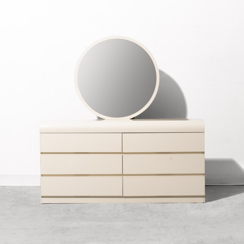 Postmodern Custom-Made Laminate Waterfall Dresser with Mirror