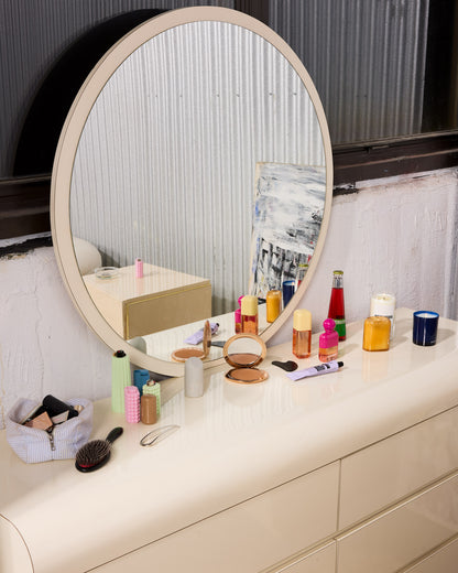 Postmodern Custom-Made Laminate Waterfall Dresser with Mirror