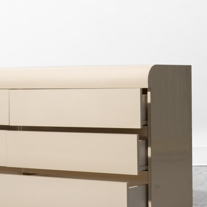 Postmodern Custom-Made Laminate Waterfall Dresser with Mirror