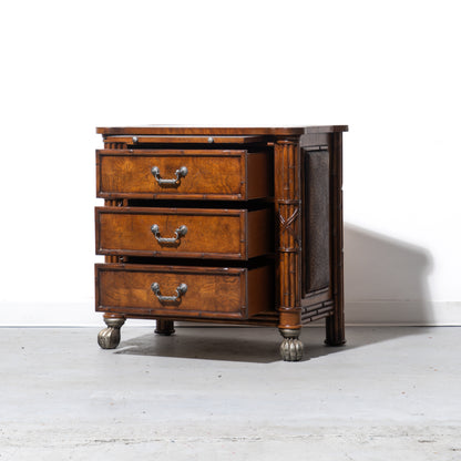 Wooden Nighstand with Granite Top and Pull-Out Writing Tray