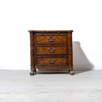 Wooden Nighstand with Granite Top and Pull-Out Writing Tray