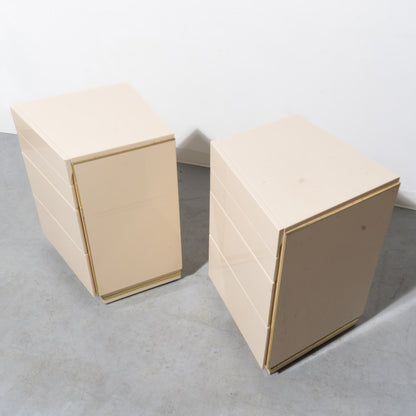 1980s Bridgeford Via Veneto Asymmetrical Lacquered Nightstands (Set of 2)