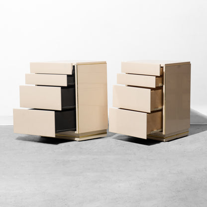 1980s Bridgeford Via Veneto Asymmetrical Lacquered Nightstands (Set of 2)