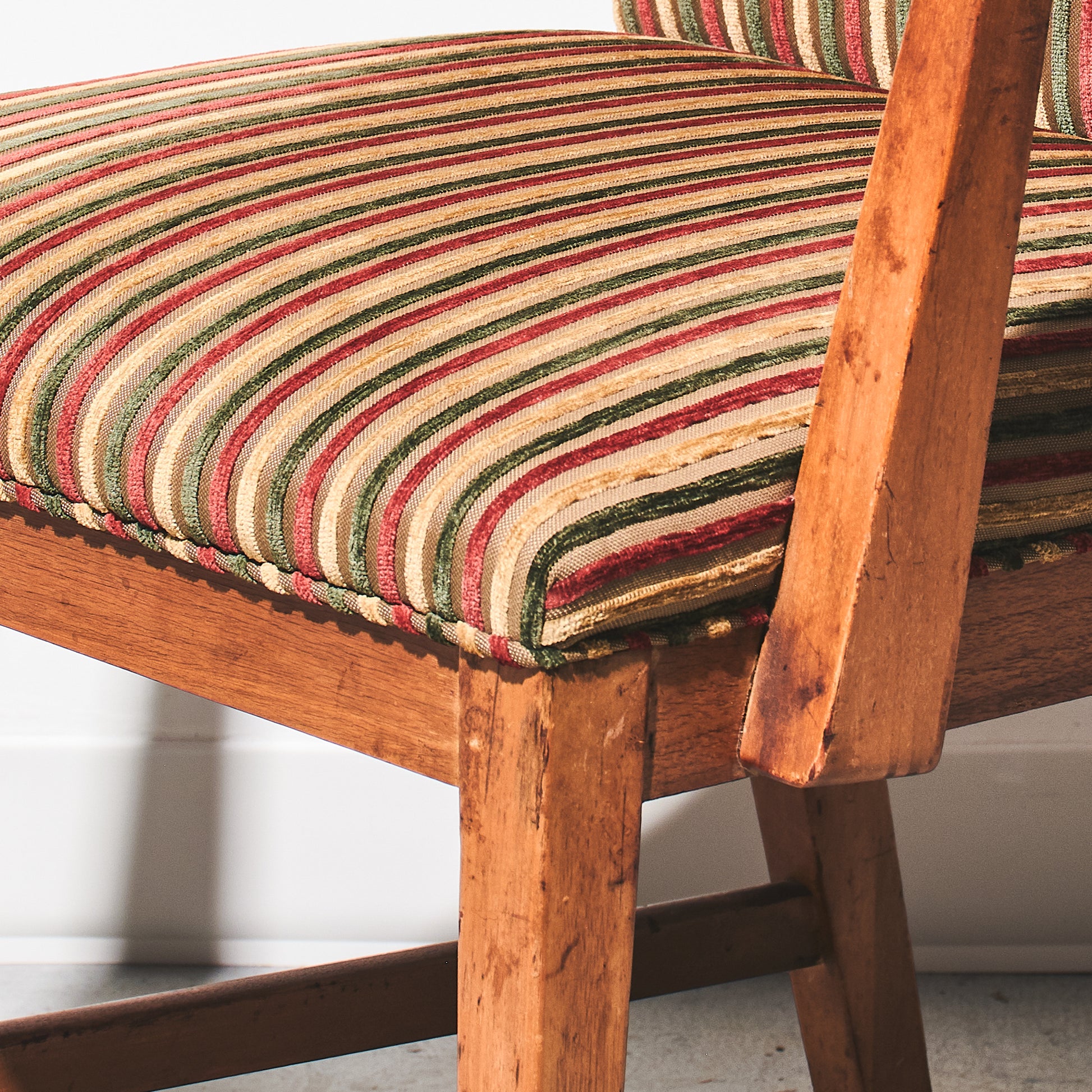 Mid-Century Modern Striped Velvet Dining Armchair (2 Available)