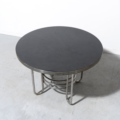 Postmodern Black Lacquer and Chrome Dining Table