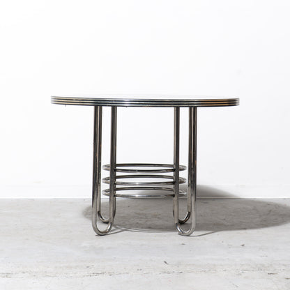 Postmodern Black Lacquer and Chrome Dining Table