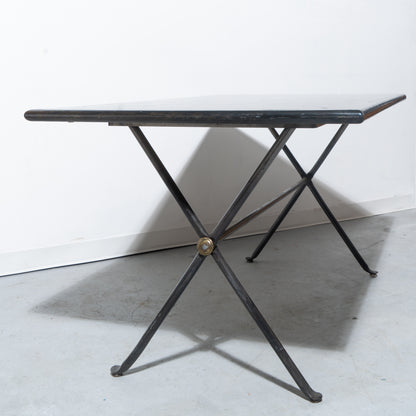 Black Lacquered Wood X-Leg Dining Table