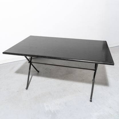 Black Lacquered Wood X-Leg Dining Table