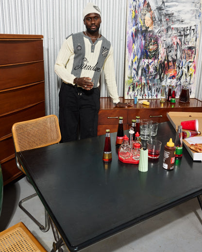 Black Lacquered Wood X-Leg Dining Table