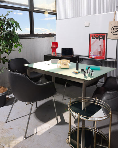 LC6 Le Corbusier-Style Frosted Glass Dining Table
