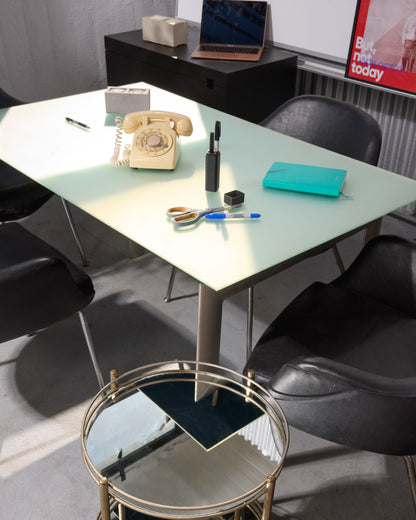 LC6 Le Corbusier-Style Frosted Glass Dining Table