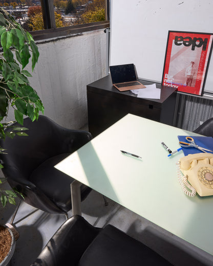LC6 Le Corbusier-Style Frosted Glass Dining Table