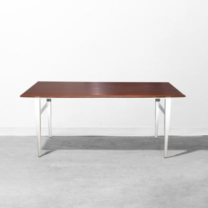 Mid-Century Modern Style Wooden Table with White Base