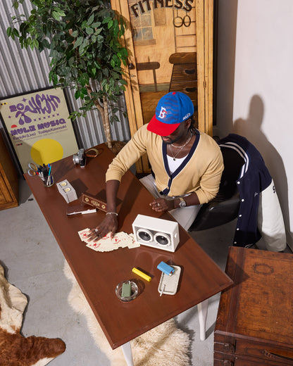 Mid-Century Modern Style Wooden Table with White Base