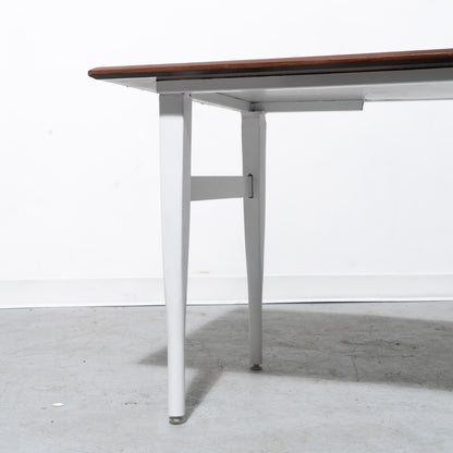 Mid-Century Modern Style Wooden Table with White Base