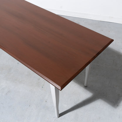 Mid-Century Modern Style Wooden Table with White Base