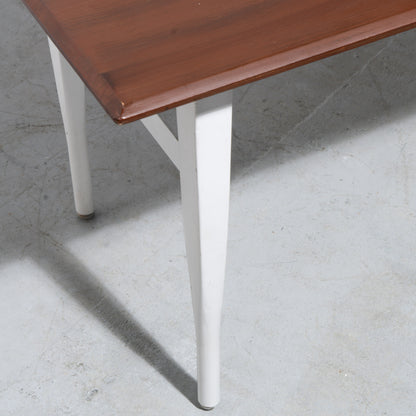 Mid-Century Modern Style Wooden Table with White Base