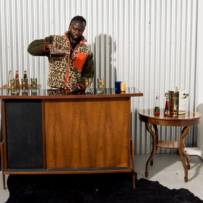 Oval Inlaid Burl Side Table