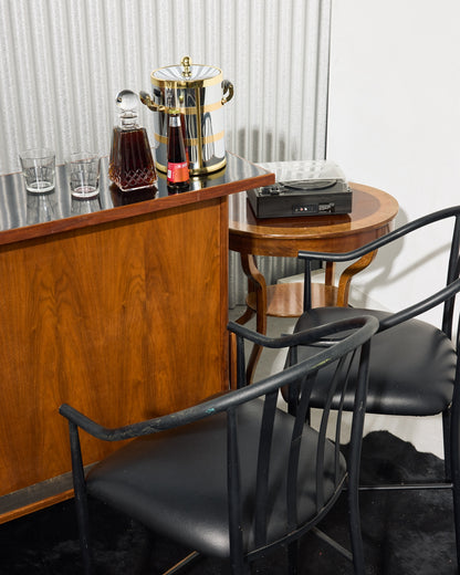 Oval Inlaid Burl Side Table