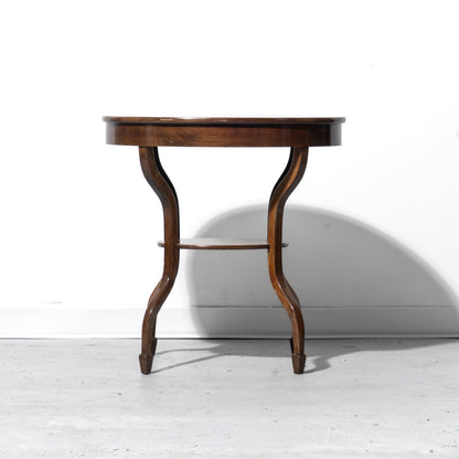 Oval Inlaid Burl Side Table