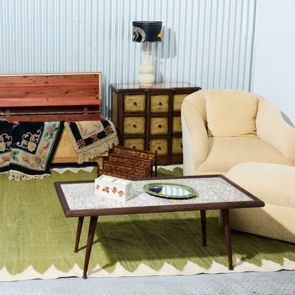 Mid-century Modern Pebble Mosaic Coffee Table with Adjustable Legs