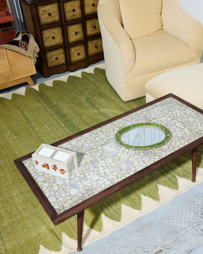 Mid-century Modern Pebble Mosaic Coffee Table with Adjustable Legs