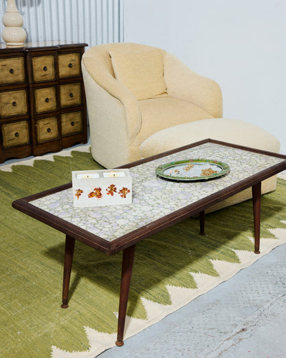 Mid-century Modern Pebble Mosaic Coffee Table with Adjustable Legs
