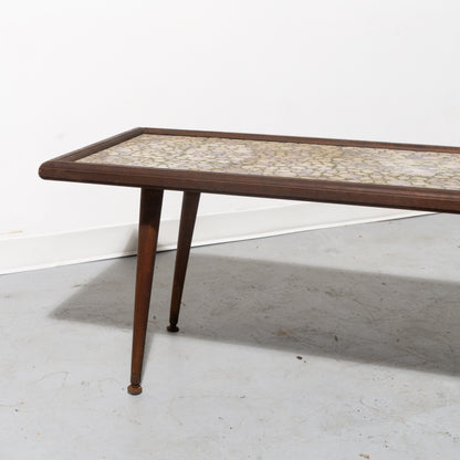Mid-century Modern Pebble Mosaic Coffee Table with Adjustable Legs