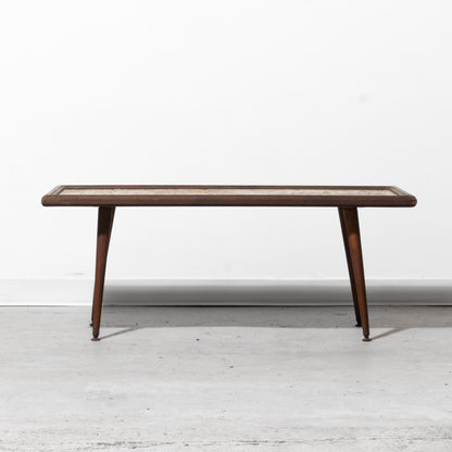 Mid-century Modern Pebble Mosaic Coffee Table with Adjustable Legs