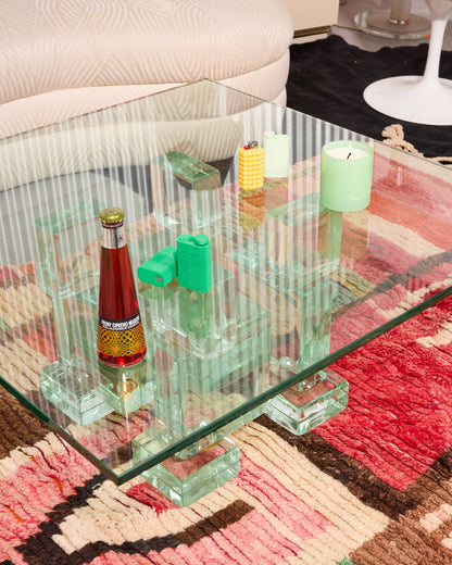 Postmodern Italian Glass Ice Cube Coffee Table