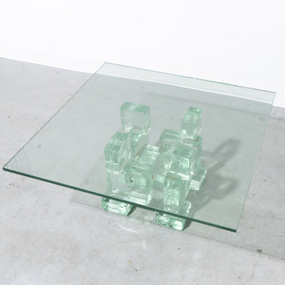Postmodern Italian Glass Ice Cube Coffee Table