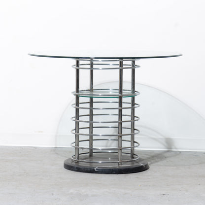 Chrome Spring-Base Glass Dining Table