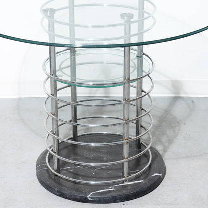 Chrome Spring-Base Glass Dining Table