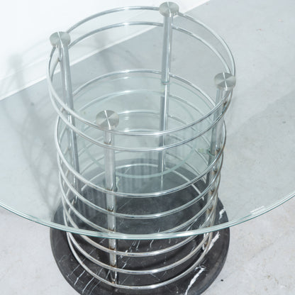 Chrome Spring-Base Glass Dining Table