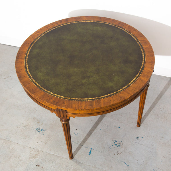 Vintage Antique Drexel Wooden Leather Game Table and Chairs Set