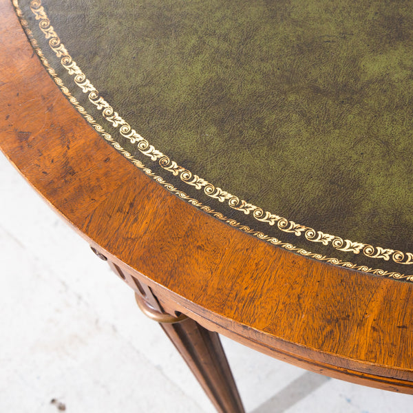 Vintage Antique Drexel Wooden Leather Game Table and Chairs Set