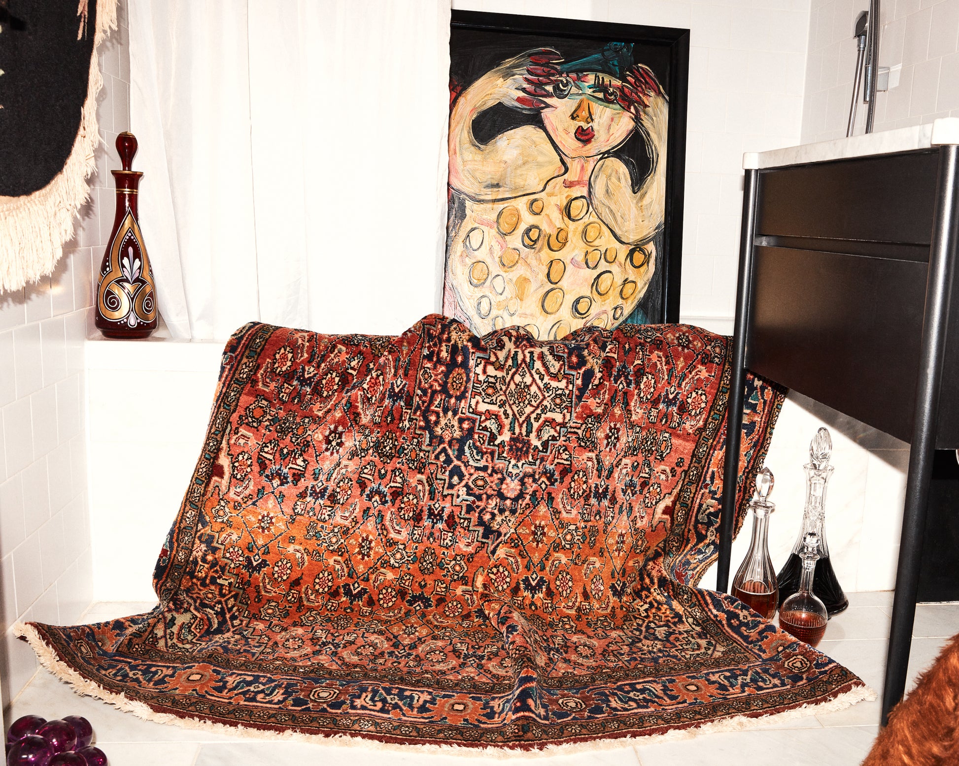 Vintage Antique Persian Bdijar Oriental Rug