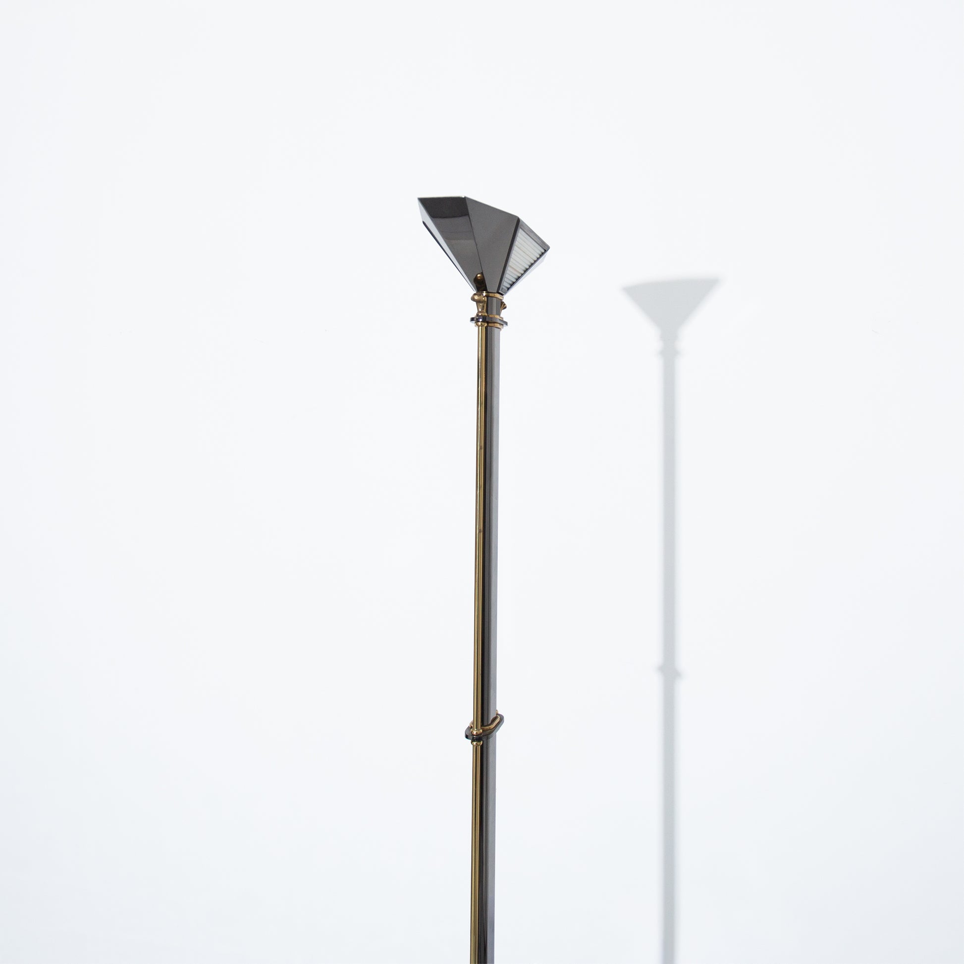 Vintage Art Deco Bronze and Black Metal Torchiere Floor Lamp