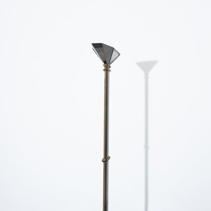 Vintage Art Deco Bronze and Black Metal Torchiere Floor Lamp