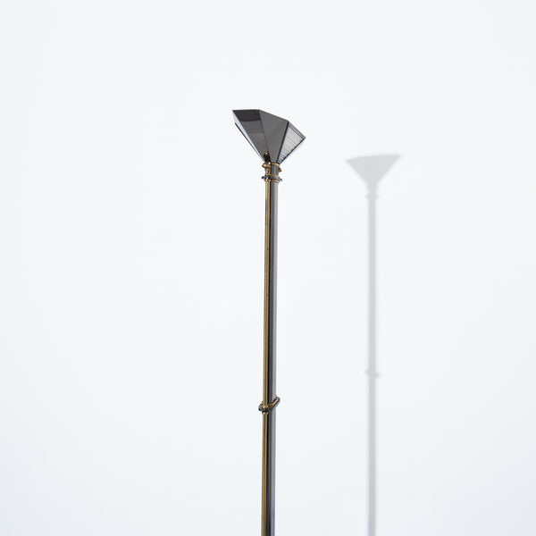Vintage Art Deco Bronze and Black Metal Torchiere Floor Lamp