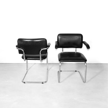 Vintage Black Mid-Century Modern MCM Marcel Breuer Cesca Chairs Pair