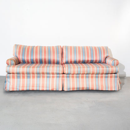 Vintage Blue and Orange Striped Queen Futon Couch Sofa