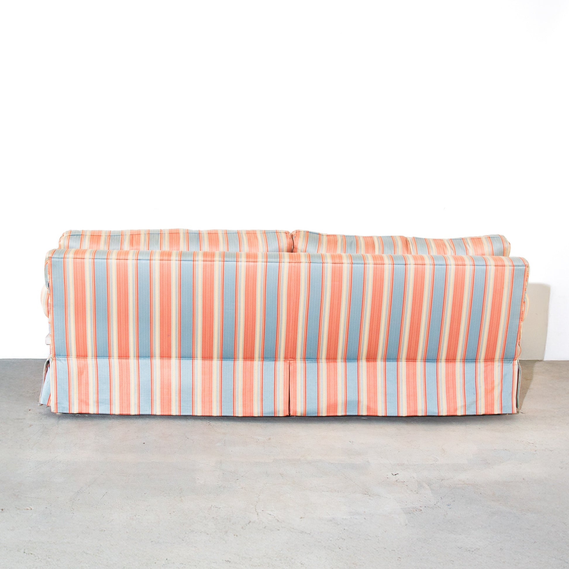 Vintage Blue and Orange Striped Queen Futon Couch Sofa