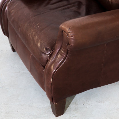 Vintage Brown Lane Furniture Leather Recliner Lounge Chair