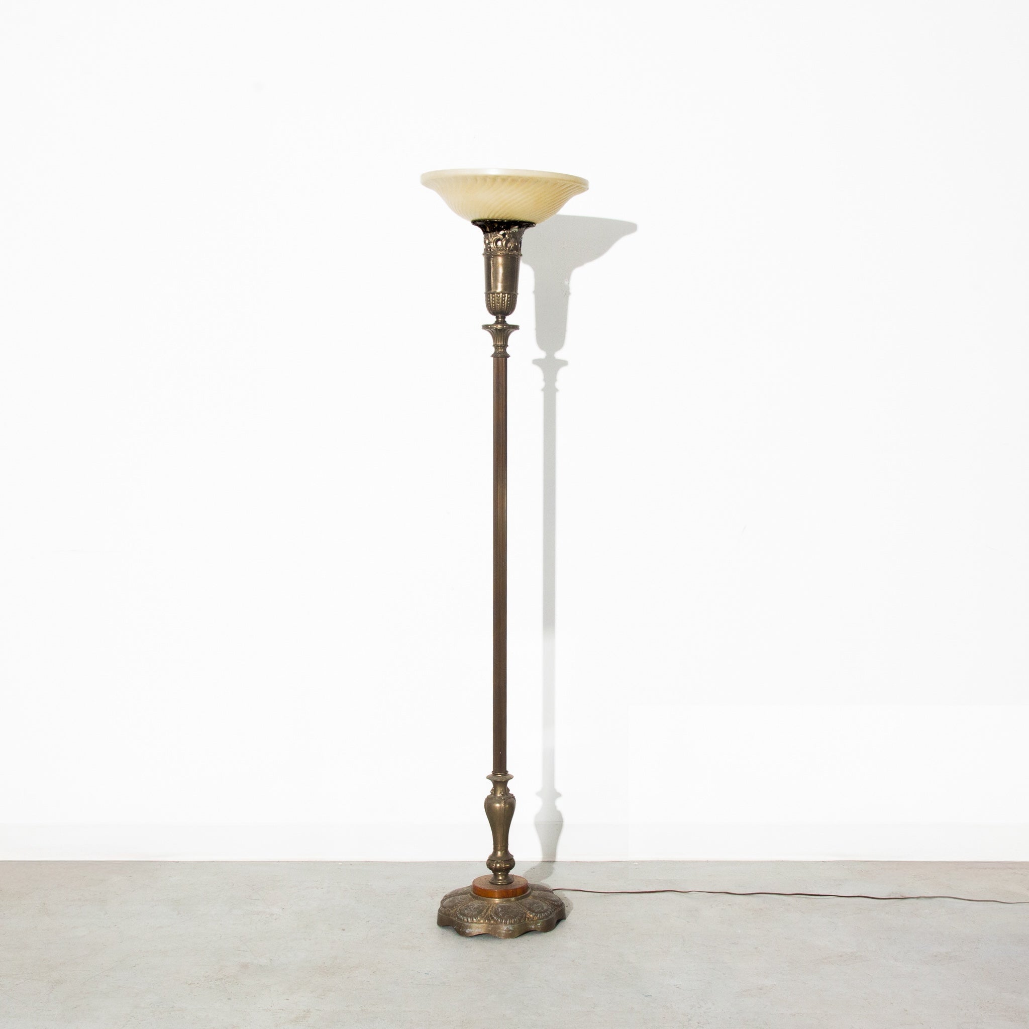 Vintage Glass and Marble Metal Floor Lamp