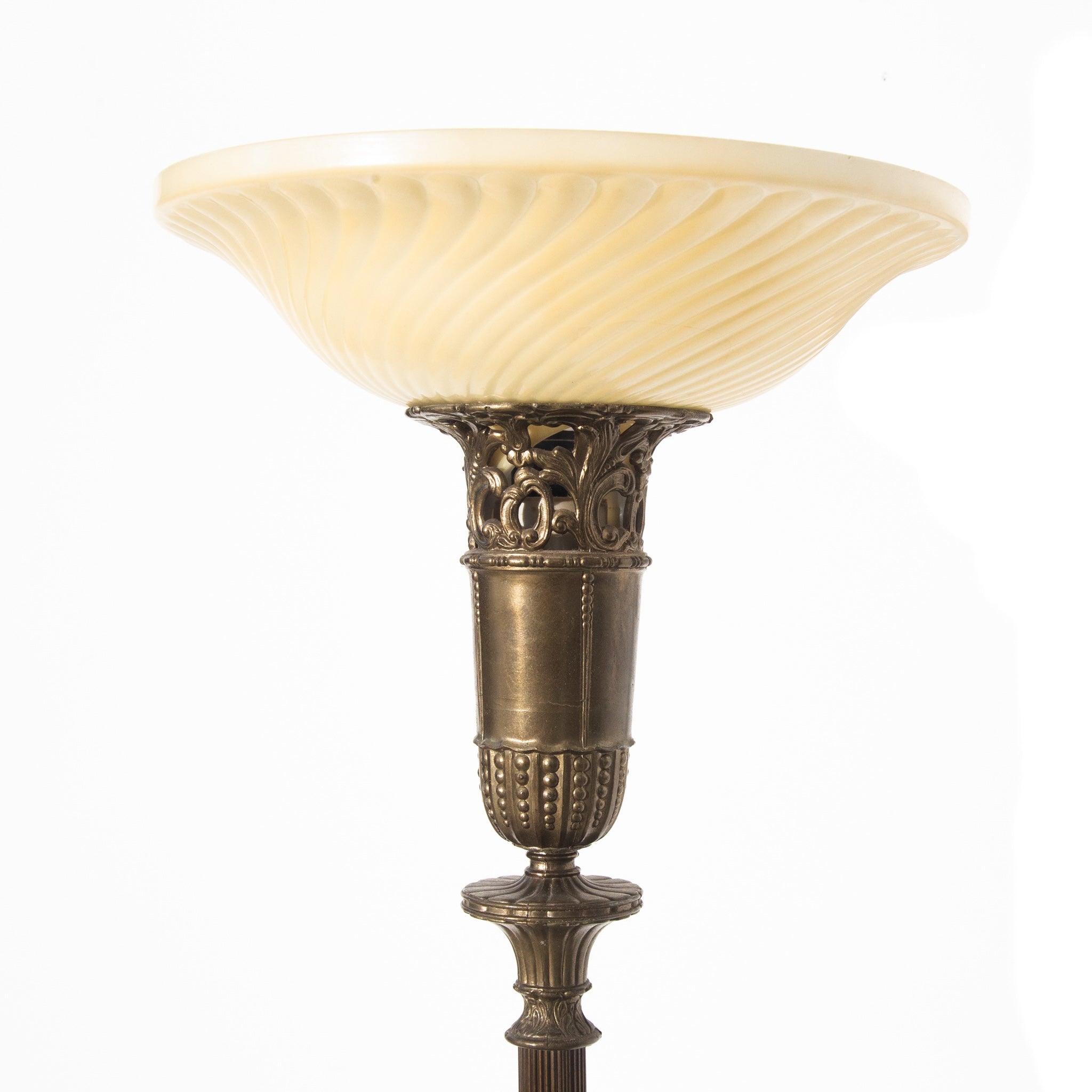 Vintage Glass and Marble Metal Floor Lamp