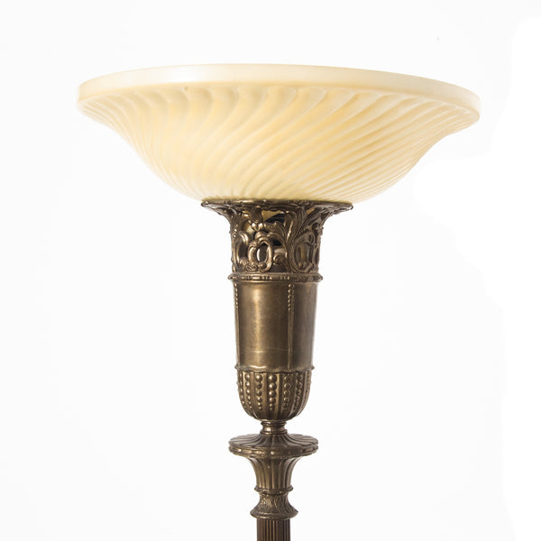 Vintage Glass and Marble Metal Floor Lamp